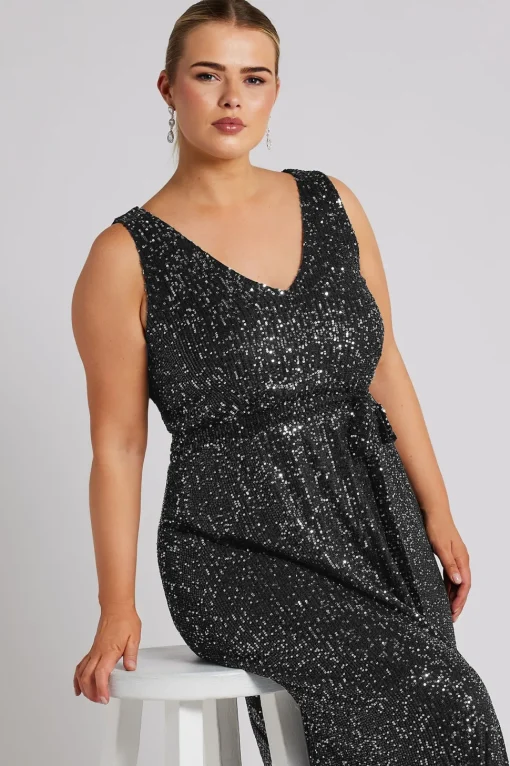 Sequin V-Neck Maxi Dress