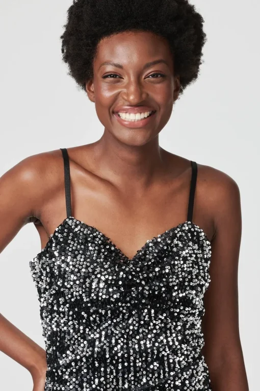 Sequinned Cami Slip Dress