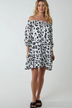 Sheared Neck Bardot Dress
