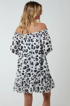 Sheared Neck Bardot Dress