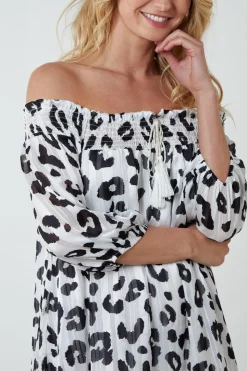 Sheared Neck Bardot Dress