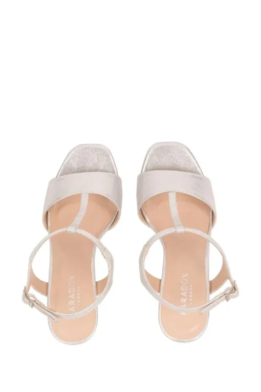 Shimmer 'Emmie' Wide Fit High Block Heel Sandals