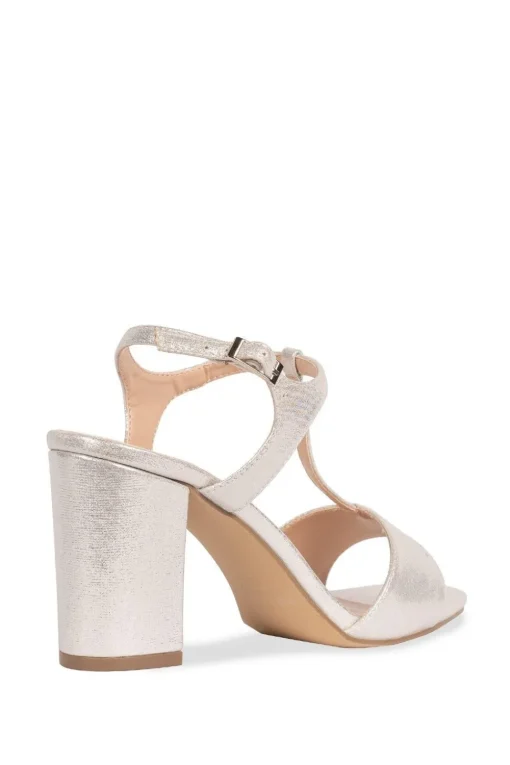 Shimmer 'Emmie' Wide Fit High Block Heel Sandals