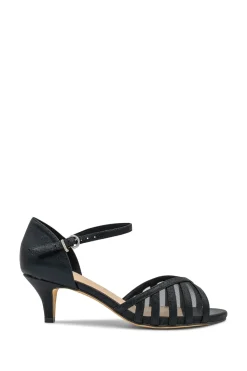 Shimmer 'Evelyn' Wide Fit Mid  Kitten Heel Ankle Strap Sandal