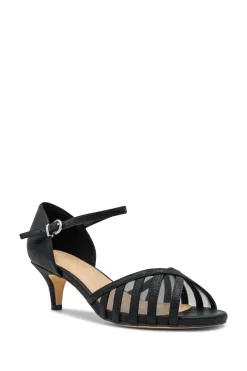 Shimmer 'Evelyn' Wide Fit Mid  Kitten Heel Ankle Strap Sandal