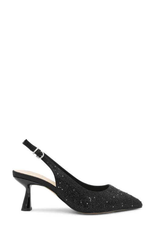 Shimmer 'Fiora' Wide Fit Mid Kitten Heel Slingback Shoe