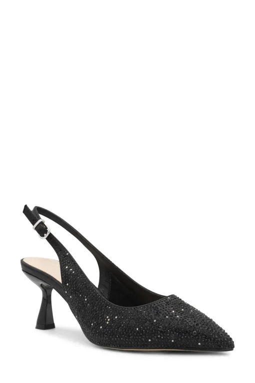 Shimmer 'Fiora' Wide Fit Mid Kitten Heel Slingback Shoe
