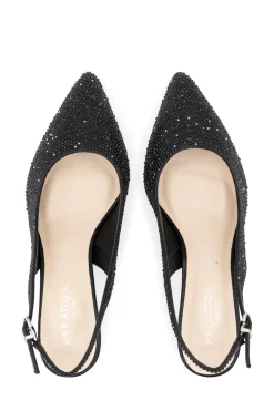Shimmer 'Fiora' Wide Fit Mid Kitten Heel Slingback Shoe