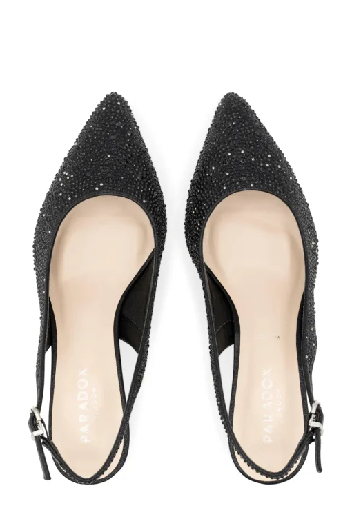 Shimmer 'Fiora' Wide Fit Mid Kitten Heel Slingback Shoe