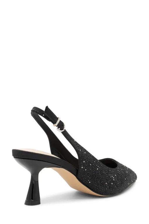 Shimmer 'Fiora' Wide Fit Mid Kitten Heel Slingback Shoe