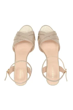 Shimmer 'Mowenna' Mid Heel Ankle Strap Sandals