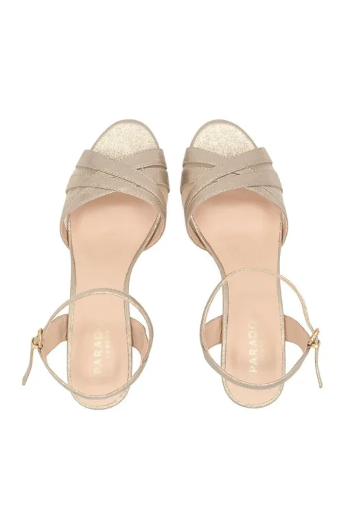 Shimmer 'Mowenna' Mid Heel Ankle Strap Sandals