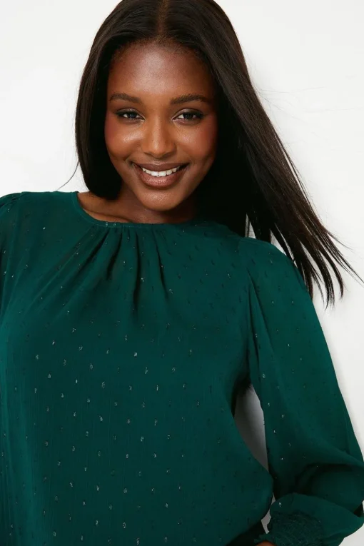 Shirred Cuff Blouse