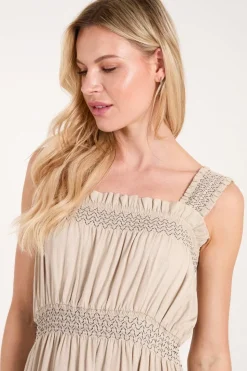 Shirred Detail Midi Dress