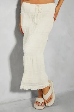 Shirred Frill Hem Midaxi Skirt