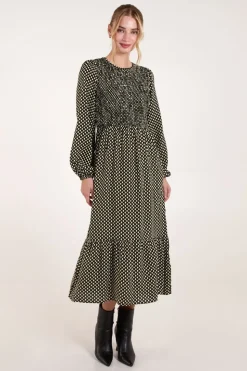 Shirred Front Midi Dress