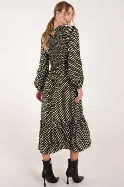 Shirred Front Midi Dress
