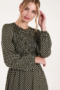 Shirred Front Midi Dress