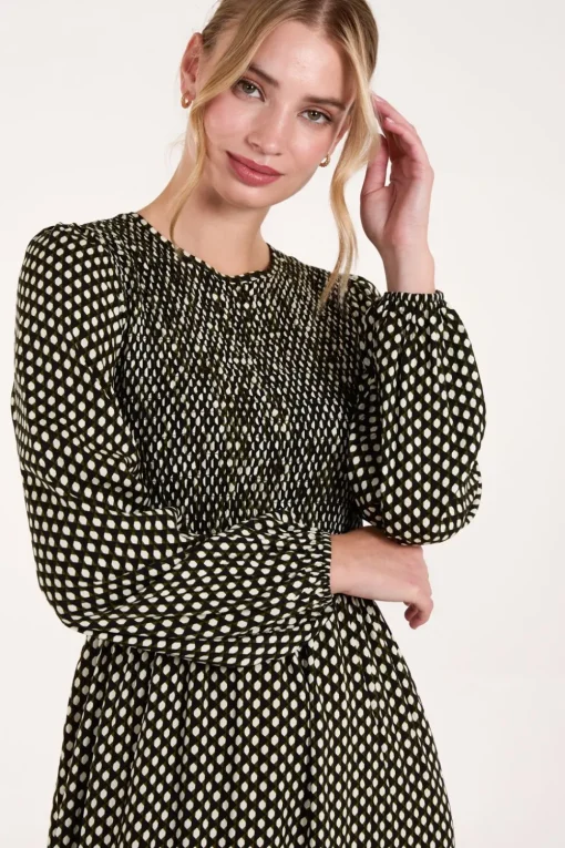 Shirred Front Midi Dress