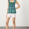 Shirred Panel Aztec Print Jersey Top