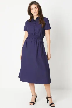 Shirred Waist Shirt Dress