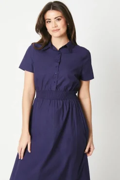 Shirred Waist Shirt Dress