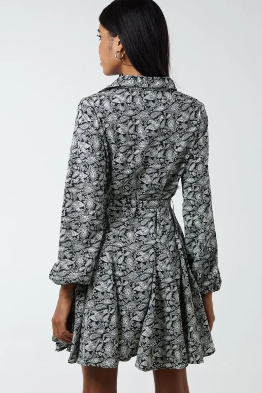 Shirt Mini Dress With Godet Hem & Tie