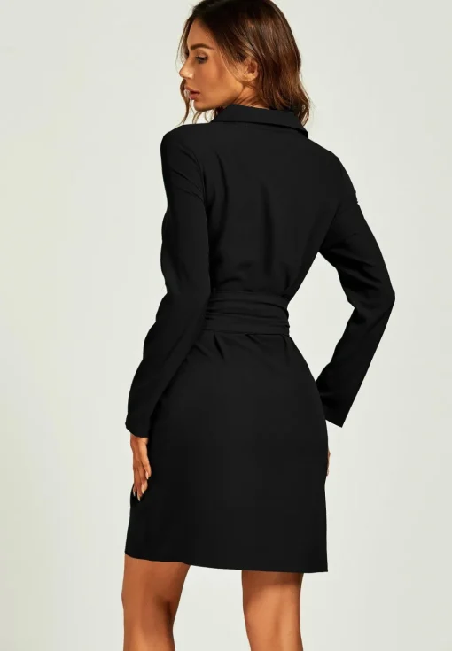 Shirt Mini Wrap Dress In Black