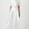 Short Sleeve Bow Back Twill Wedding Dress