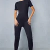 Short Sleeve Ribbed Jumpsuit