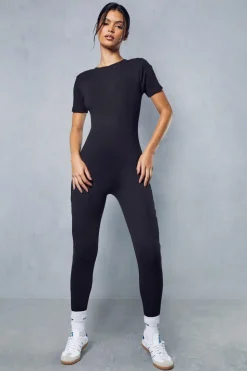 Short Sleeve Ribbed Jumpsuit