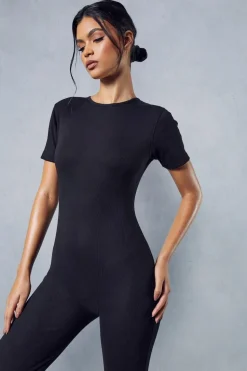 Short Sleeve Ribbed Jumpsuit