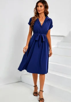 Short Sleeve Shirt Midi Dress