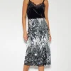 Sia Sequin Midi Skirt Silver