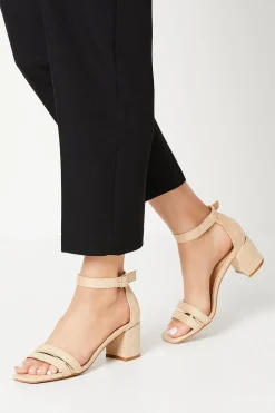 Sicily Hardware Detail Two Part Mid Block Heeled Sandals