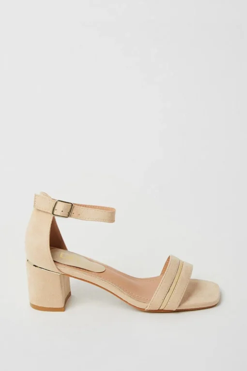 Sicily Hardware Detail Two Part Mid Block Heeled Sandals