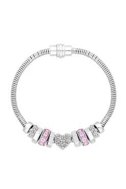 Silver Heart Pink Magnetic Bracelet - Gift Boxed
