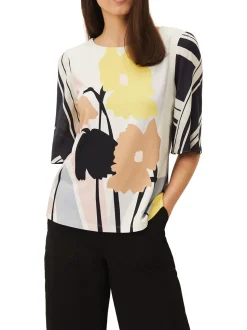 Silvie Floral And Stripe Print Top-Floral
