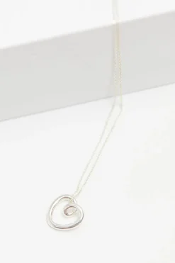 Simply Silver Sterling Silver 925 Swirl Open Heart Necklace