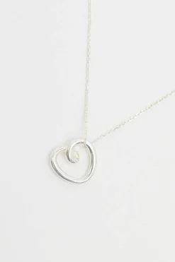 Simply Silver Sterling Silver 925 Swirl Open Heart Necklace