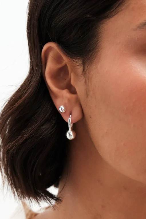 Simply Silver Sterling Silver 925 Polished Orb Huggie Hoop Earrings