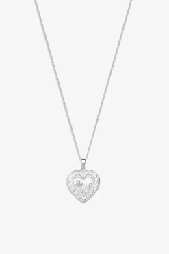 Simply Silver Sterling Silver 925 Cubic Zirconia Heart Shaker Necklace