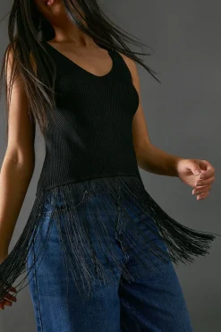 Sleeveless Fringed Vest