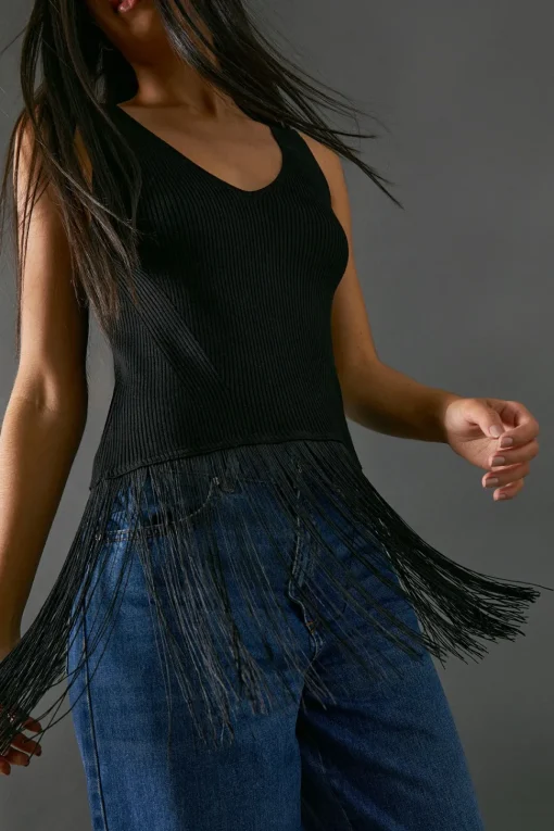 Sleeveless Fringed Vest