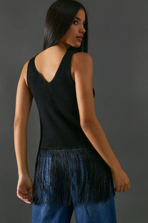 Sleeveless Fringed Vest