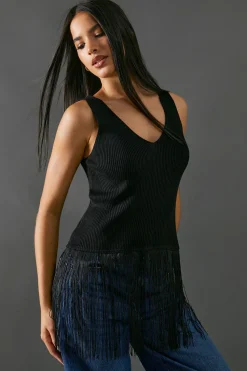 Sleeveless Fringed Vest