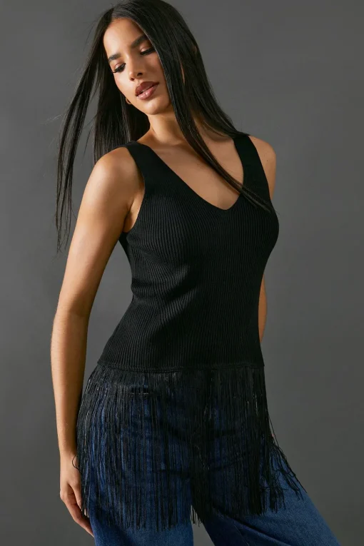 Sleeveless Fringed Vest