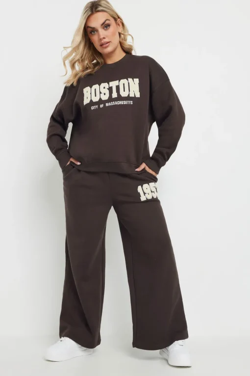 Slogan Wide Leg Joggers