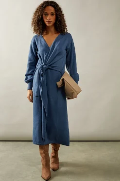 Slouchy Wrap Midi Jumper Dress