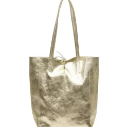 Soft Gold Metallic Leather Tote Shopper Bag | BYDRX